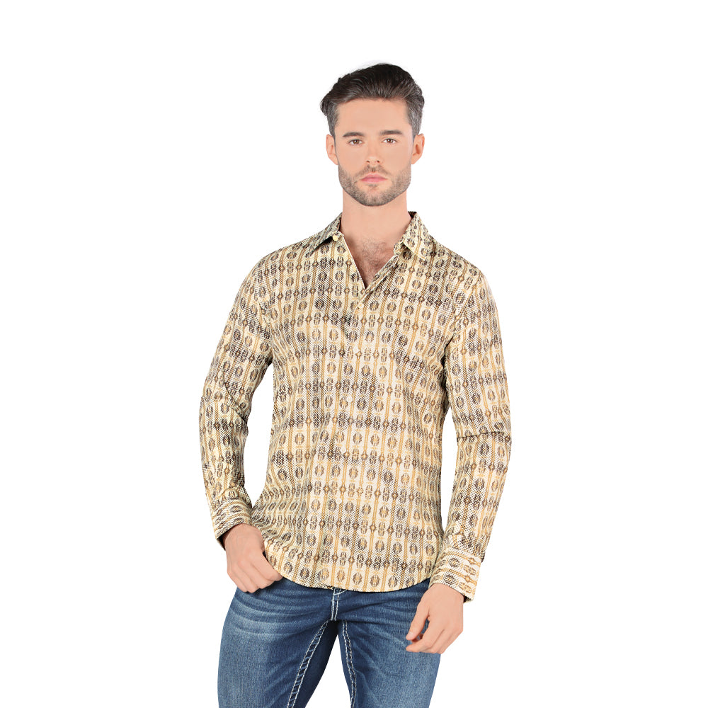 Camisa De Moda Manga Larga de Microfibra , Corte Modern Fit E