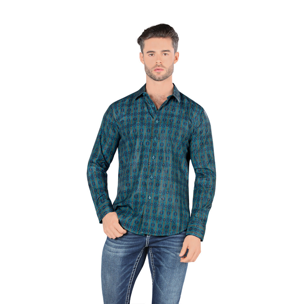 Camisa De Moda Manga Larga de Microfibra , Corte Modern Fit E
