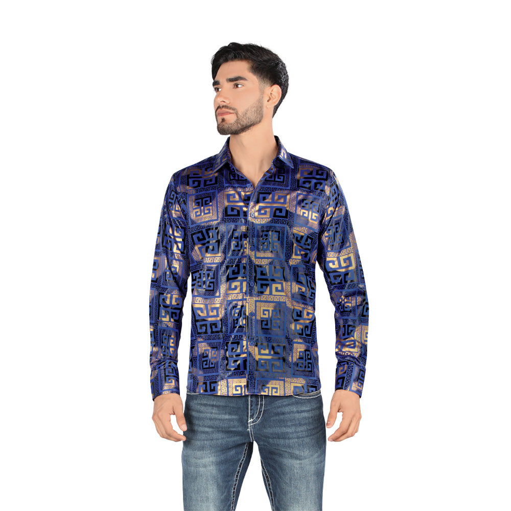 Camisa De Moda Manga Larga de Microfibra , Corte Modern Fit B