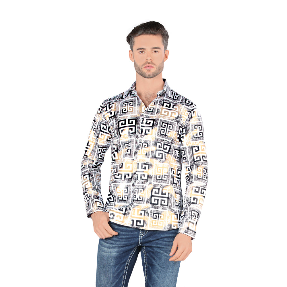 Camisa De Moda Manga Larga de Microfibra , Corte Modern Fit B