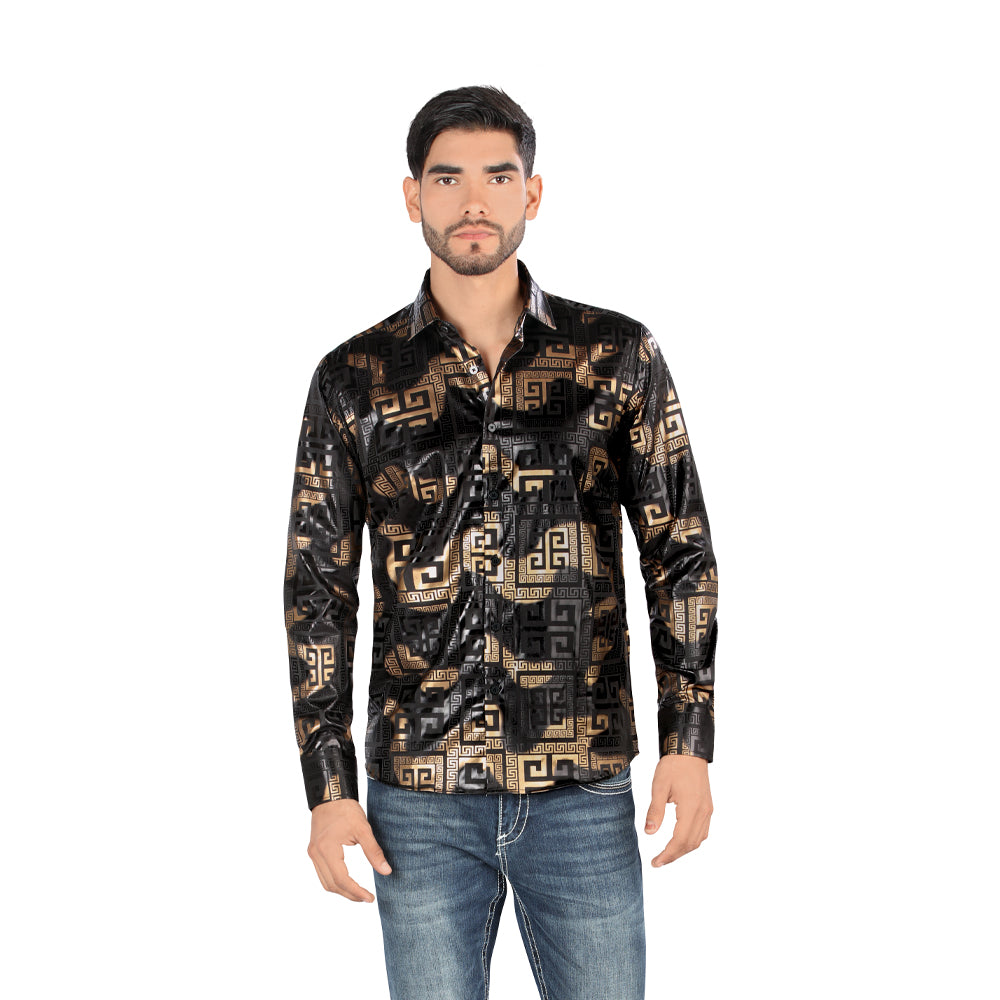 Camisa De Moda Manga Larga de Microfibra , Corte Modern Fit B