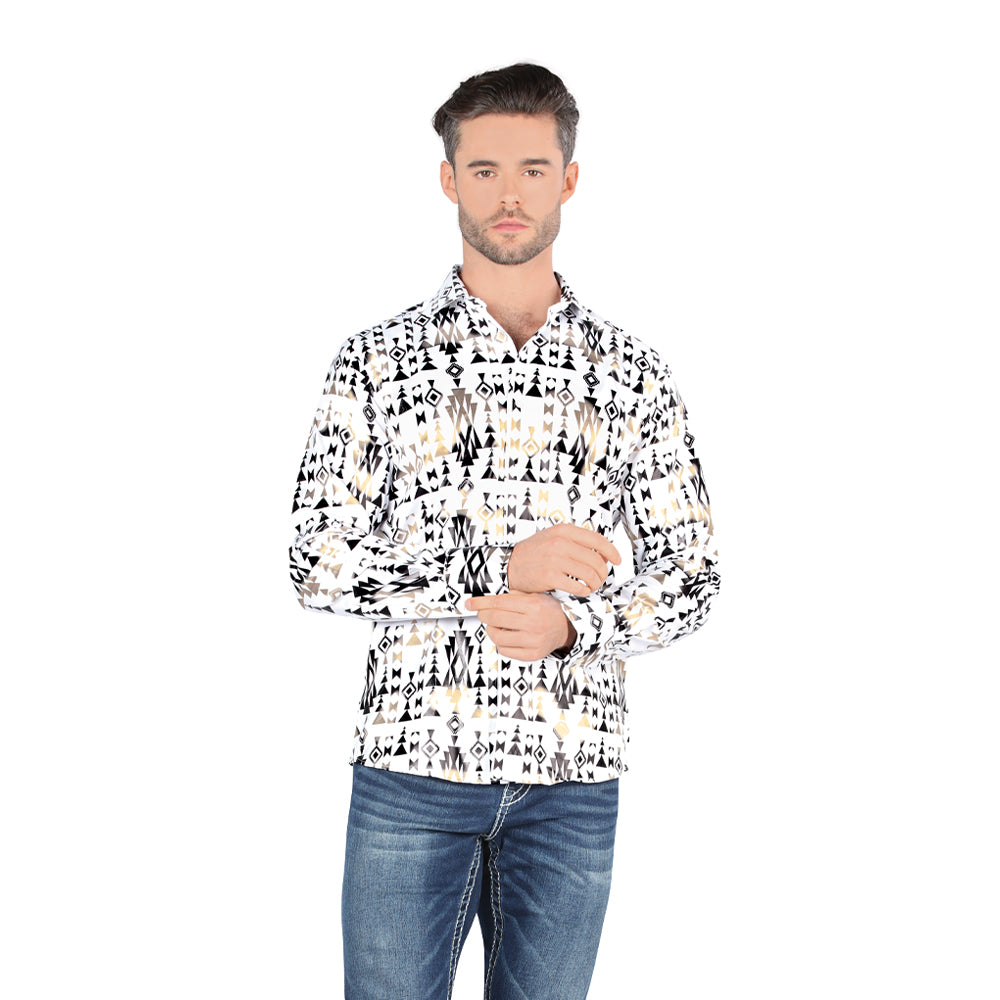 Camisa De Moda Manga Larga de Microfibra , Corte Modern Fit F