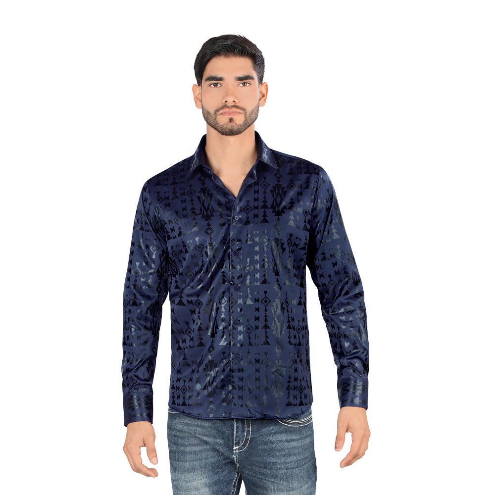 Camisa De Moda Manga Larga de Microfibra , Corte Modern Fit F