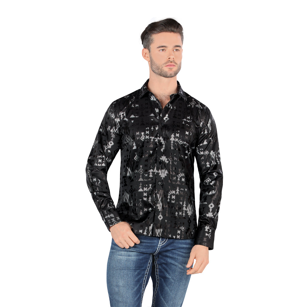Camisa De Moda Manga Larga de Microfibra , Corte Modern Fit F