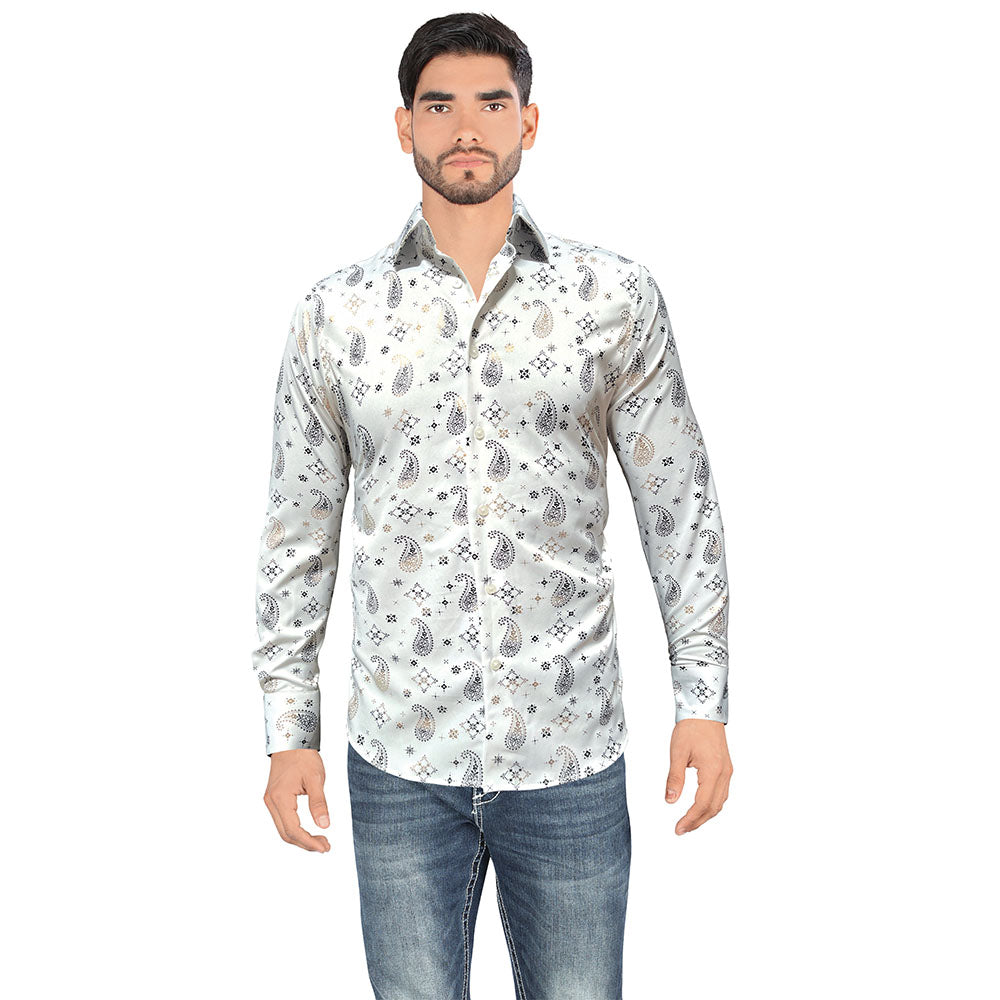 Camisa Bordada Caballero , 100% algodon, Boton de broche - 0812
