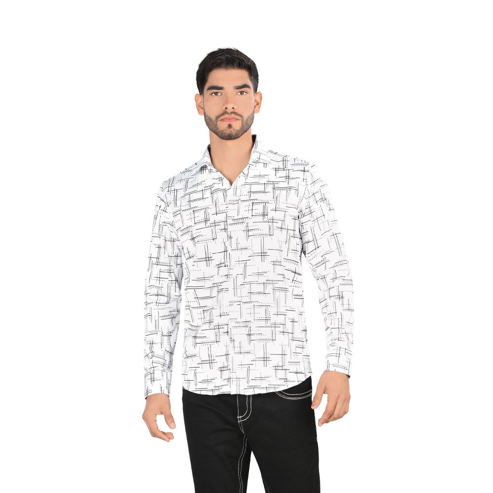 Camisa De Moda Manga Larga de Microfibra , Corte Modern Fit EM