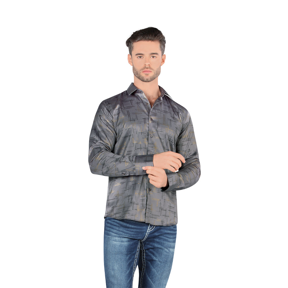 Camisa De Moda Manga Larga de Microfibra , Corte Modern Fit EM