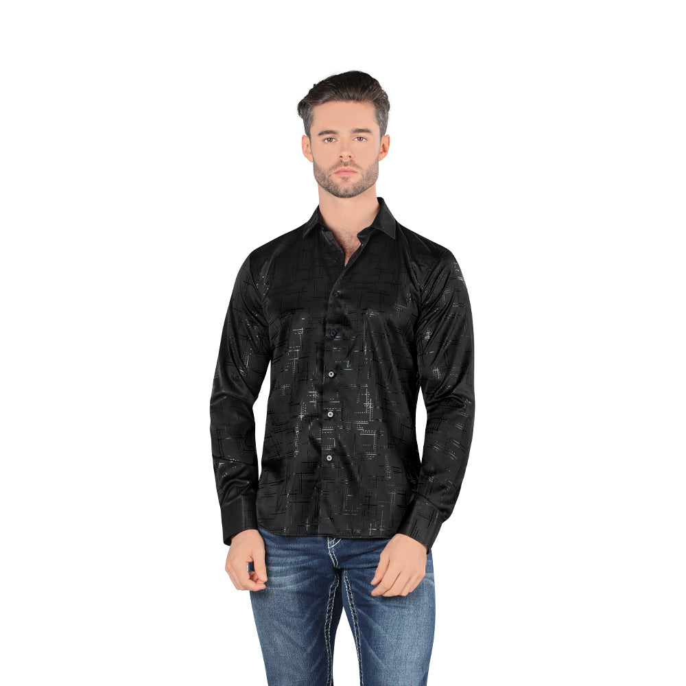 Camisa De Moda Manga Larga de Microfibra , Corte Modern Fit EM