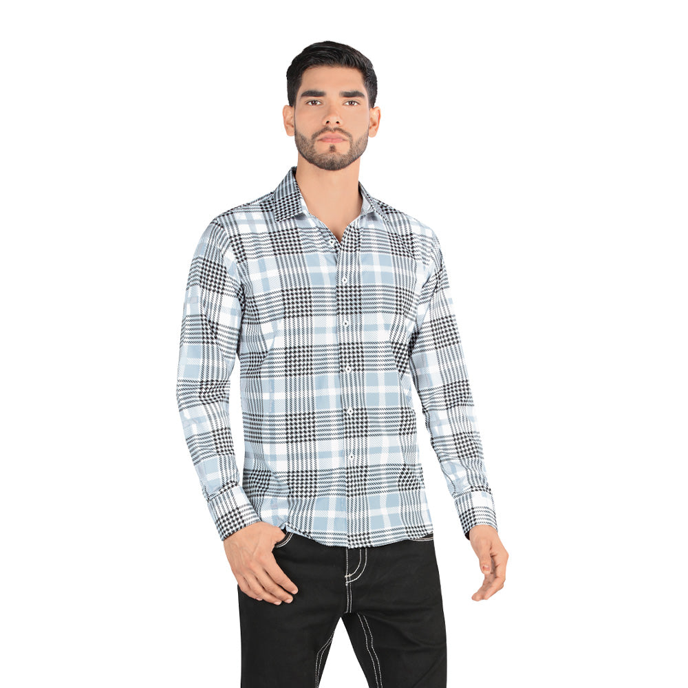Camisa De Moda Manga Larga de Microfibra , Corte Modern Fit G