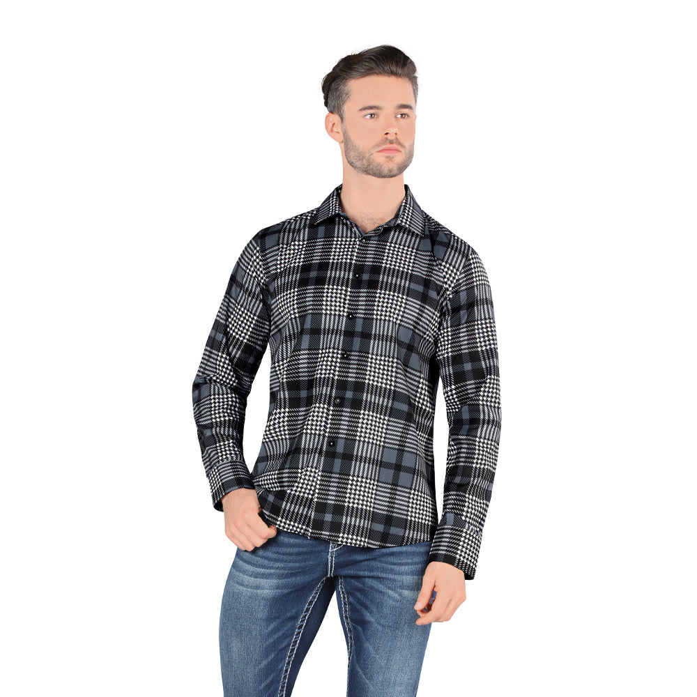 Camisa De Moda Manga Larga de Microfibra , Corte Modern Fit G