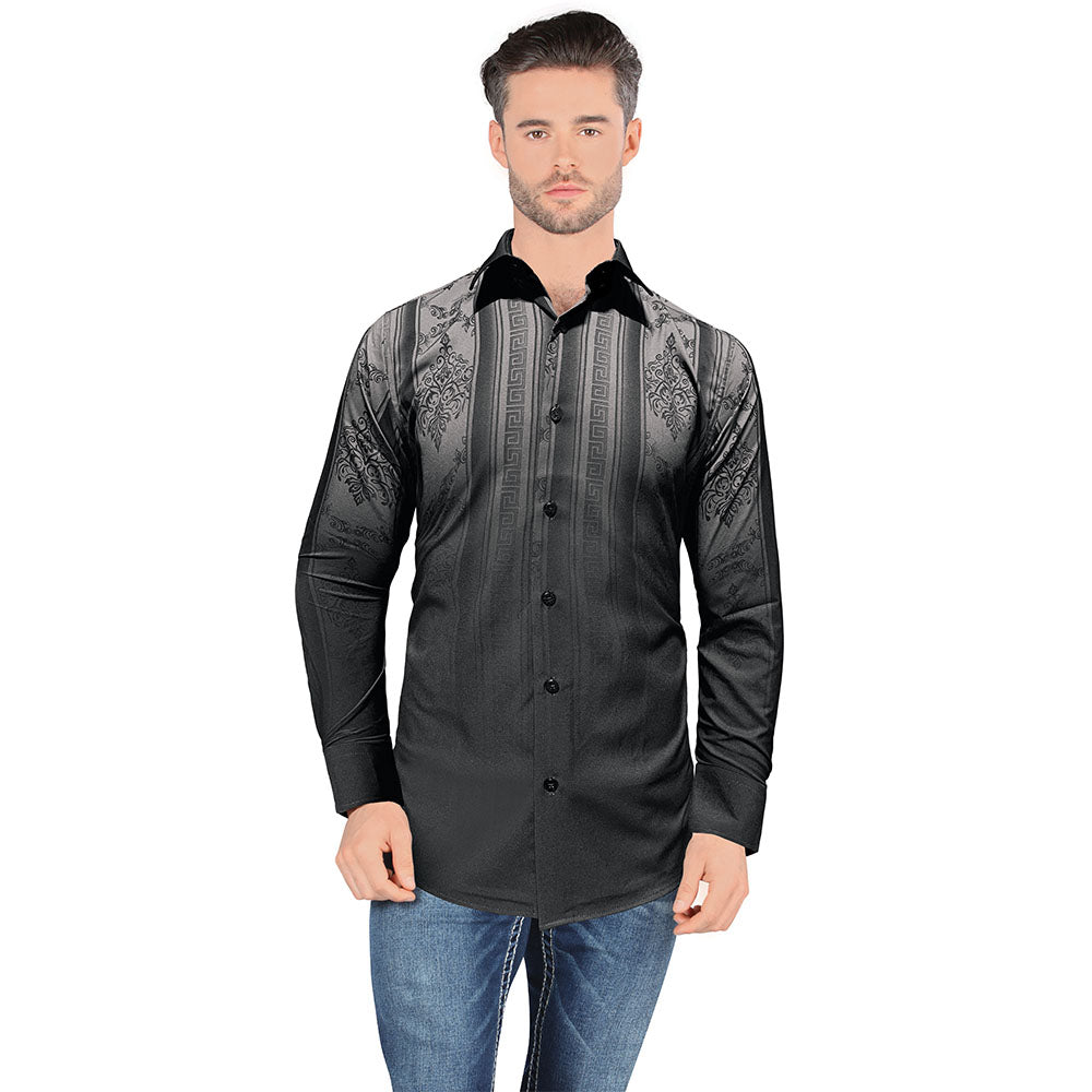 Camisa De Moda Manga Larga de Microfibra , Corte Modern Fit - 0816