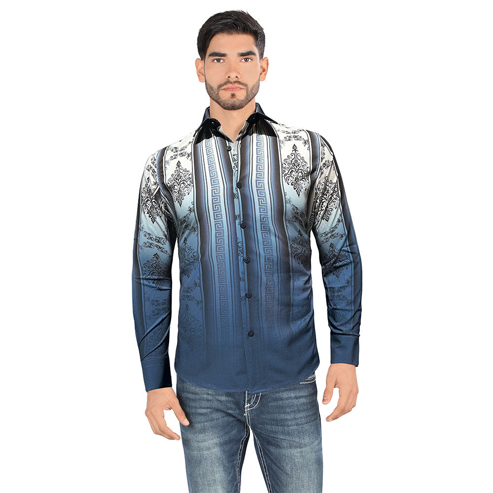 Camisa De Moda Manga Larga de Microfibra , Corte Modern Fit - 0816