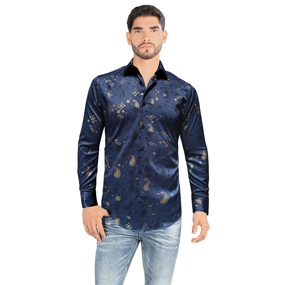 Camisa Bordada Caballero , 100% algodon, Boton de broche - 0812