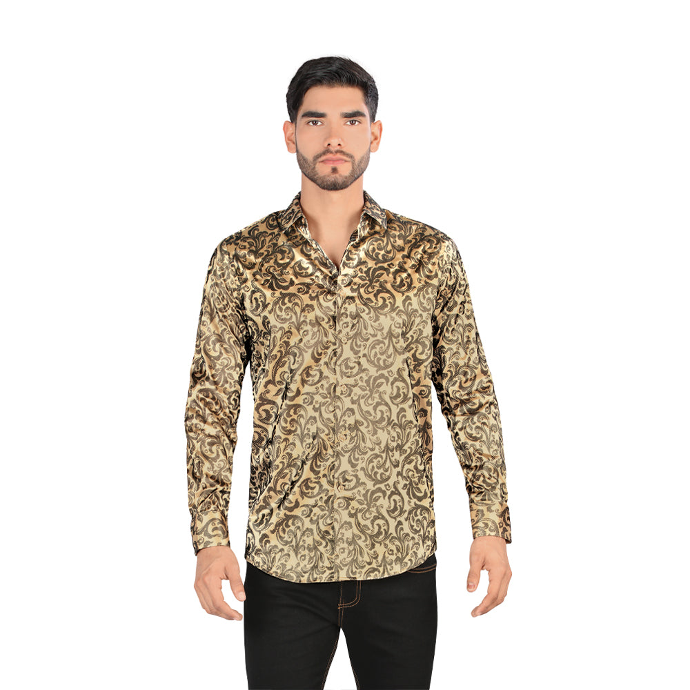 Camisa De Moda Manga Larga de Microfibra , Corte Modern Fit D