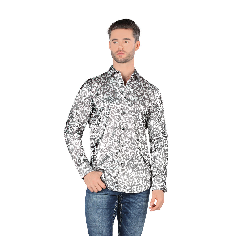 Camisa De Moda Manga Larga de Microfibra , Corte Modern Fit D