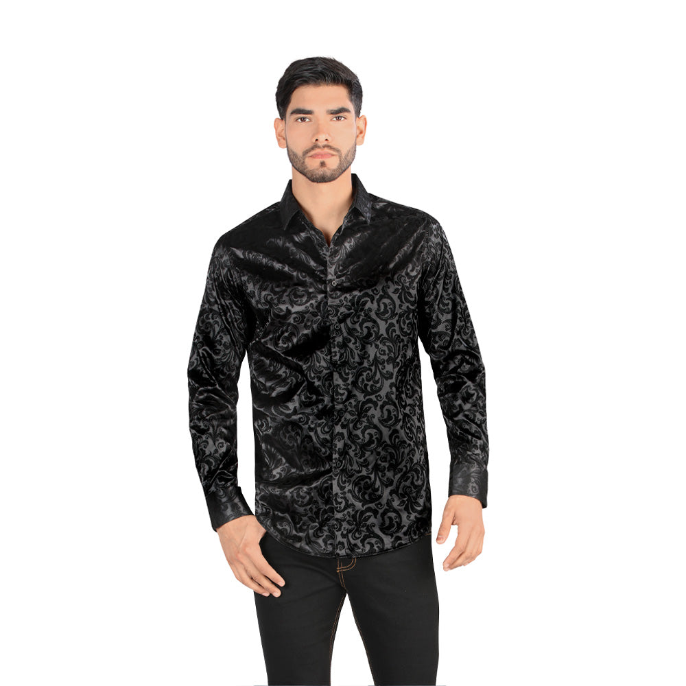 Camisa De Moda Manga Larga de Microfibra , Corte Modern Fit D