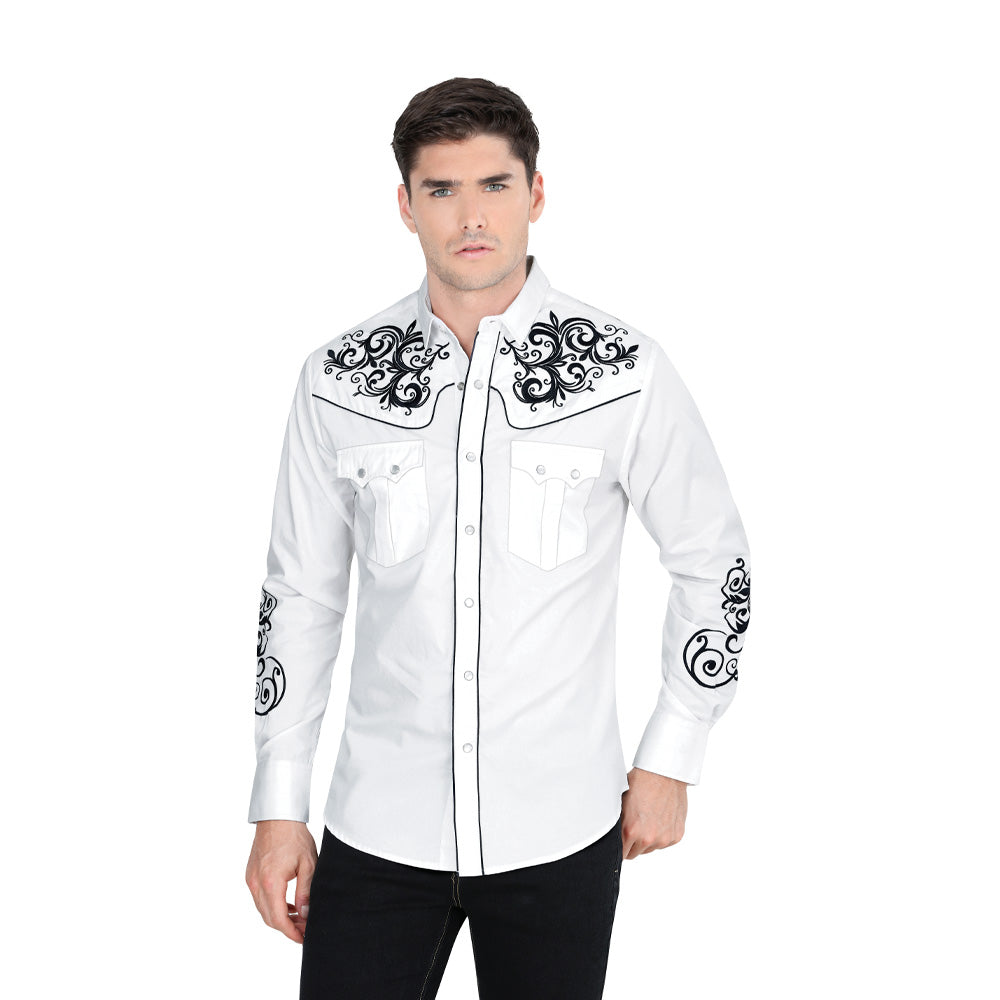 Camisa Bordada Caballero , 100% algodon, Boton de broche E