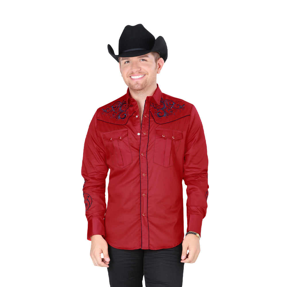 Camisa Bordada Caballero , 100% algodon, Boton de broche E