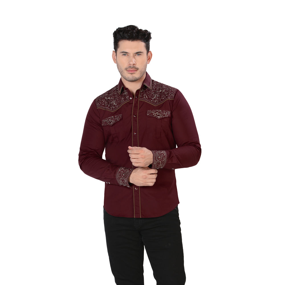 Camisa Bordada Caballero , 100% algodon, Boton de broche F