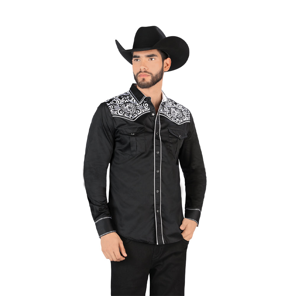 Camisa Bordada Caballero , 100% algodon, Boton de broche D