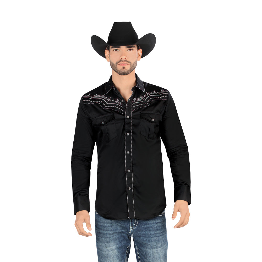 Camisa Bordada Caballero , 100% algodon, Boton de broche B