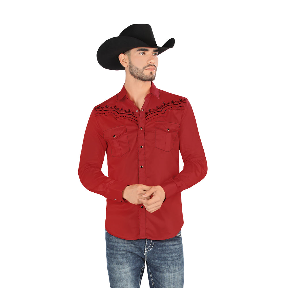 Camisa Bordada Caballero , 100% algodon, Boton de broche B