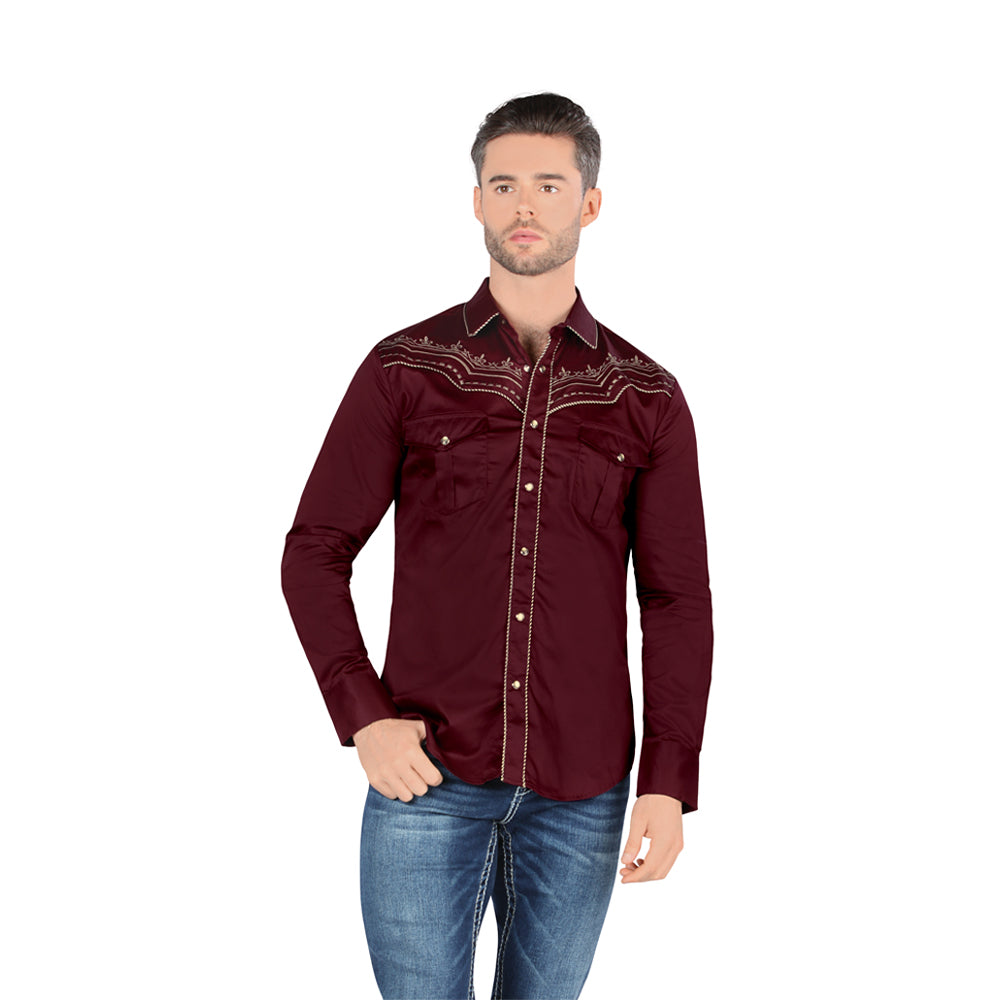 Camisa Bordada Caballero , 100% algodon, Boton de broche B