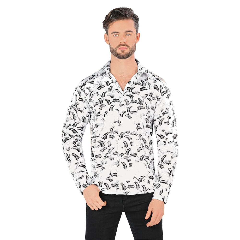 Camisa De Moda Manga Larga de Microfibra , Corte Modern Fit O