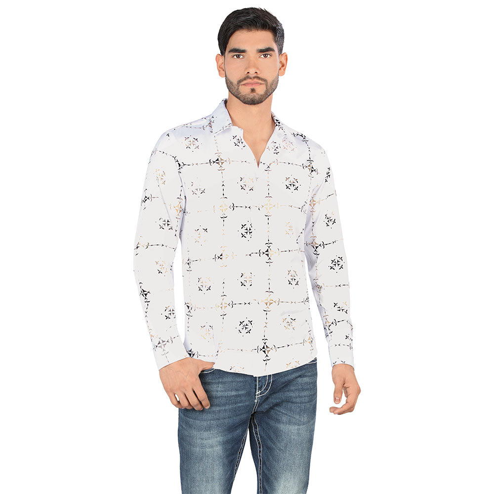 Camisa De Moda Manga Larga de Microfibra , Corte Modern Fit I