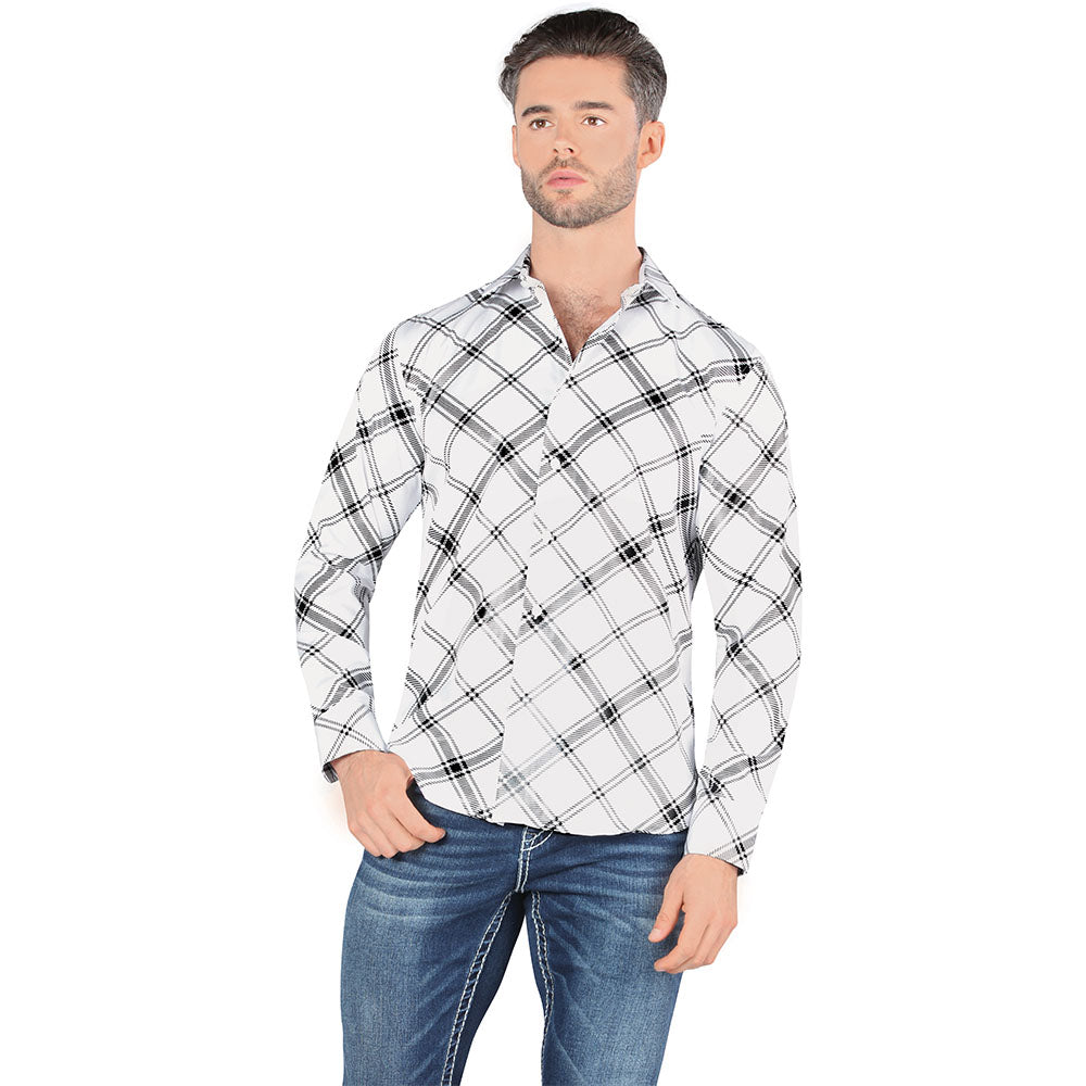 Camisa De Moda Manga Larga de Microfibra , Corte Modern Fit J