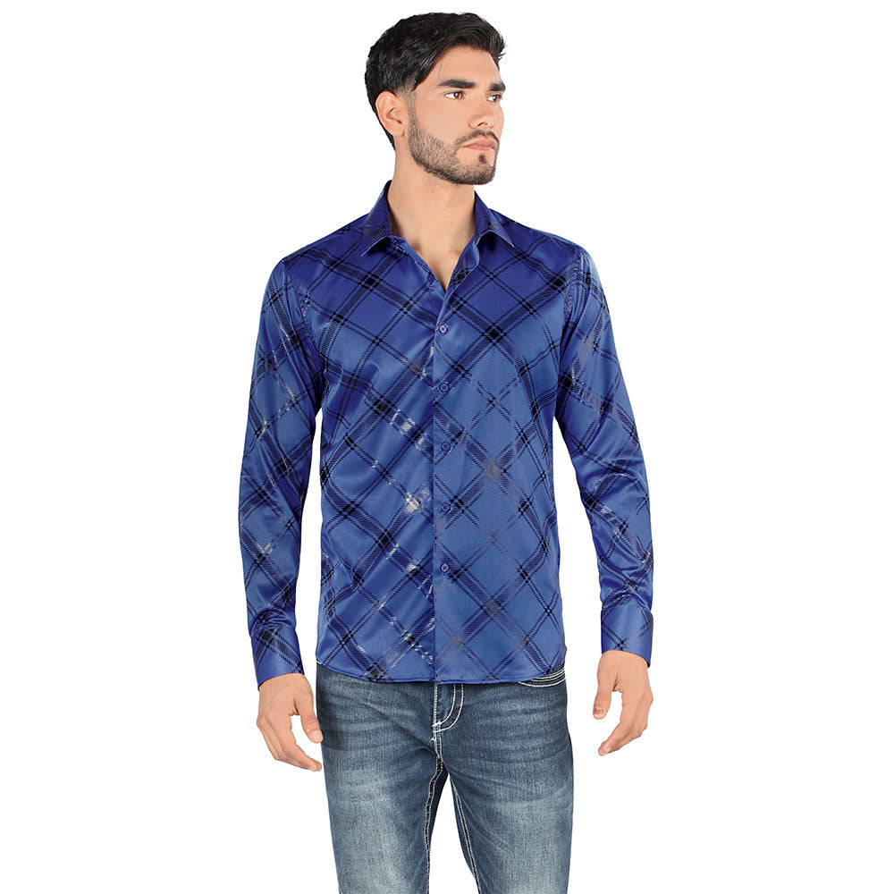 Camisa De Moda Manga Larga de Microfibra , Corte Modern Fit J
