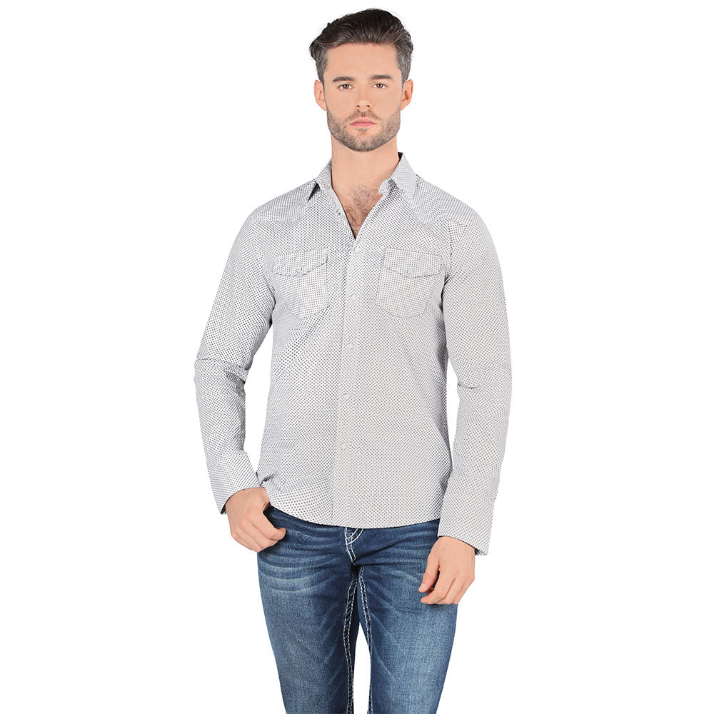 Camisa De Moda Manga Larga de Microfibra , Corte Modern Fit P
