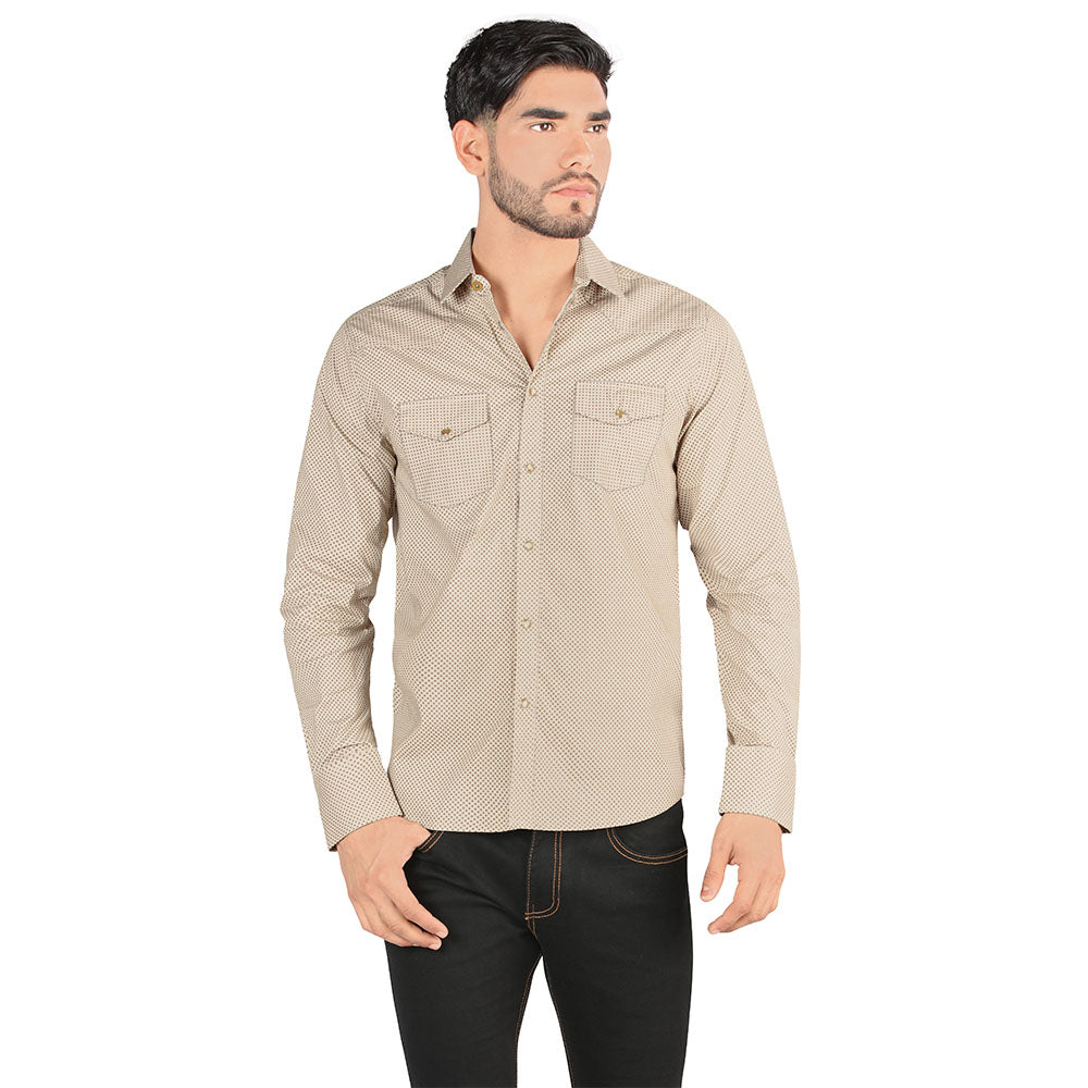 Camisa De Moda Manga Larga de Microfibra , Corte Modern Fit P