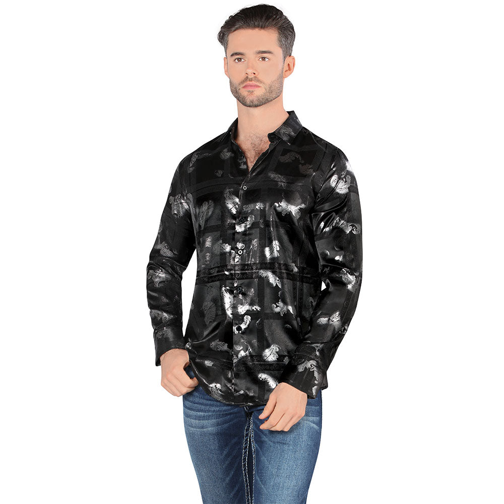 Camisa De Moda Manga Larga de Microfibra , Corte Modern Fit K