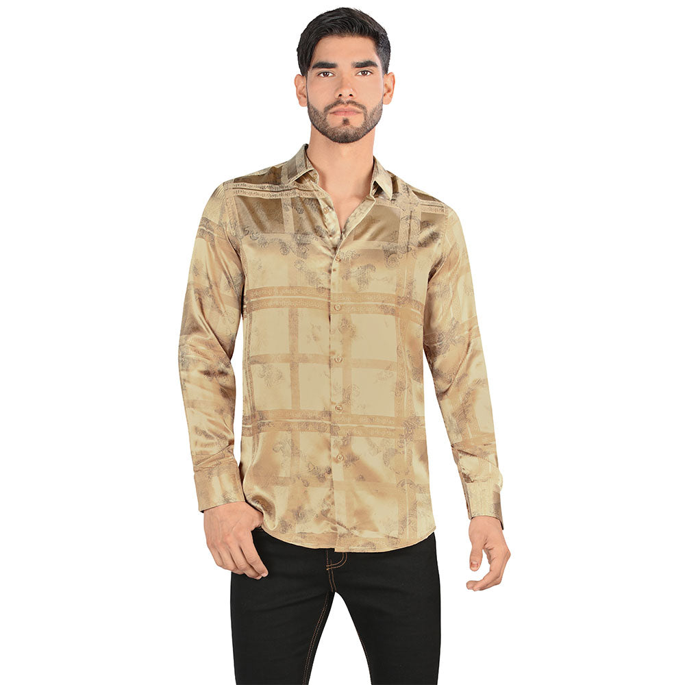 Camisa De Moda Manga Larga de Microfibra , Corte Modern Fit K
