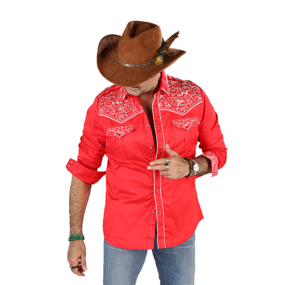 Camisa Bordada Caballero , Boton de broche modelo-3537