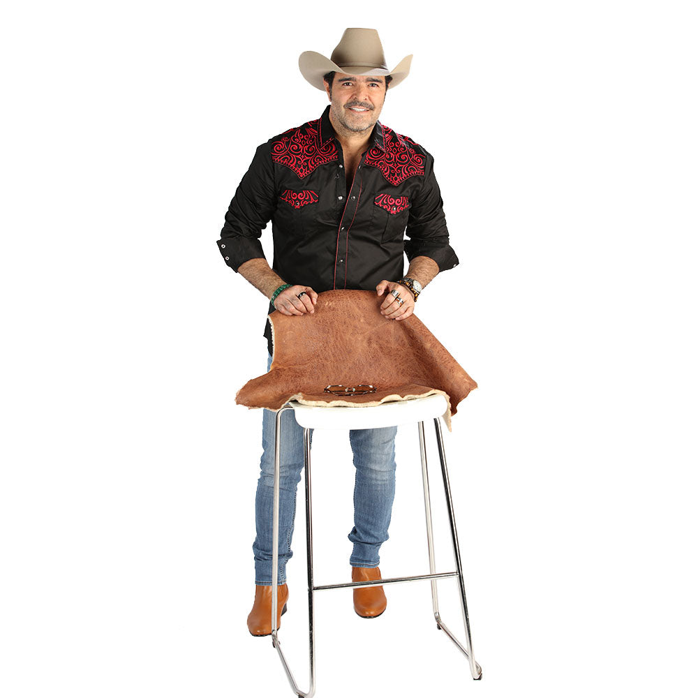 Camisa Bordada Caballero , 100% algodon, Boton de broche modelo-3542