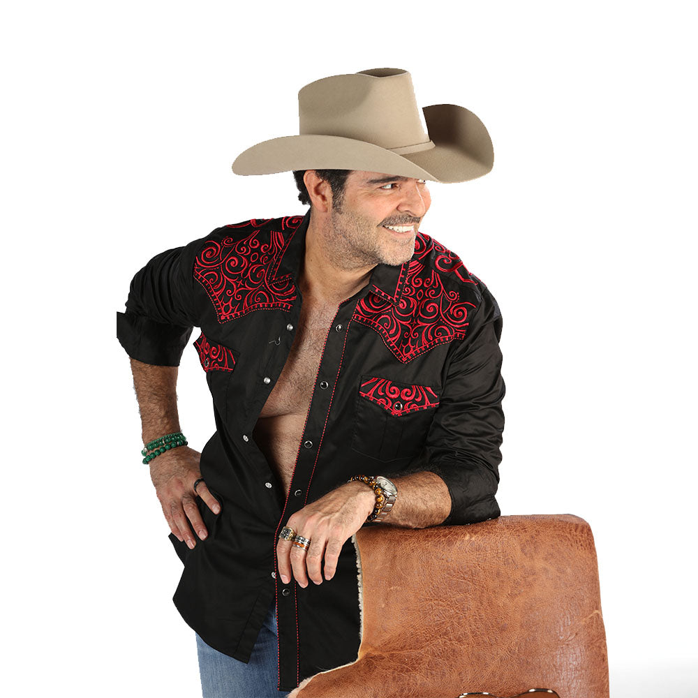 Camisa Bordada Caballero , 100% algodon, Boton de broche modelo-3542