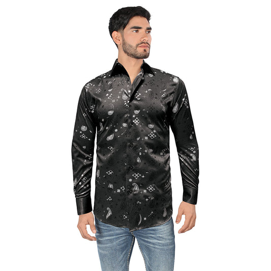 Camisa Bordada Caballero , 100% algodon, Boton de broche - 0812