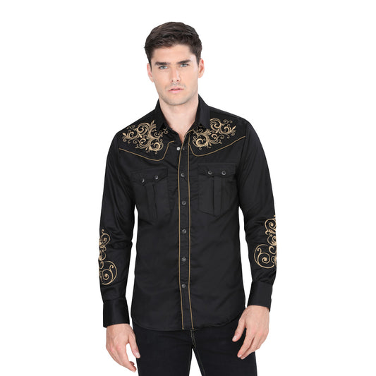 Camisa Bordada Caballero , 100% algodon, Boton de broche E