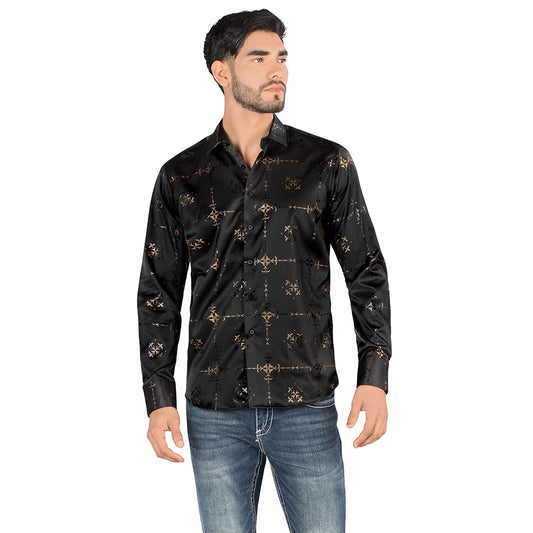 Camisa De Moda Manga Larga de  Microfibra , Corte Modern Fit I