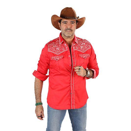 Camisa Bordada Caballero , Boton de broche modelo-3537